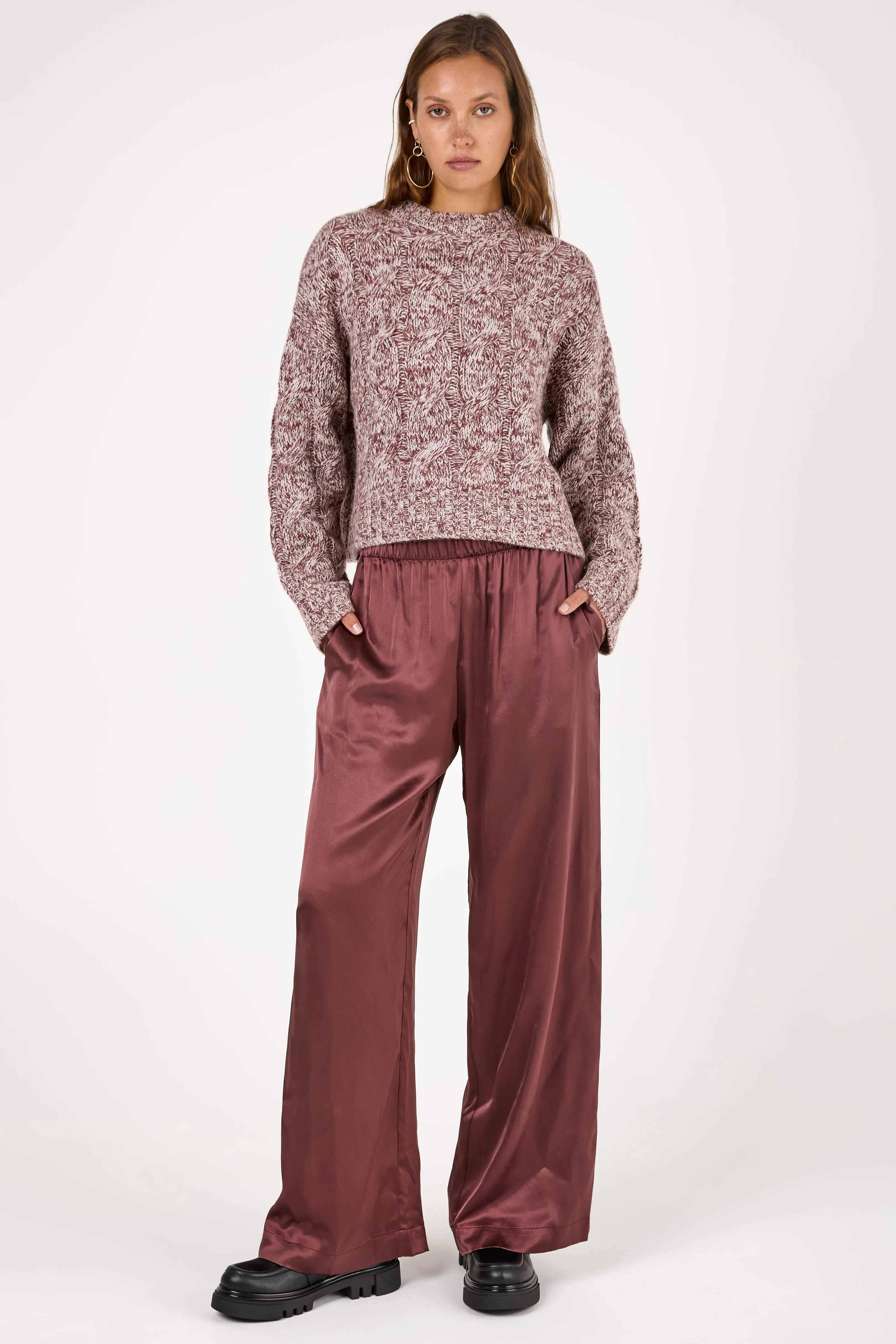 Tristan Cashmere Marled Crewneck Pullover in Cimarron