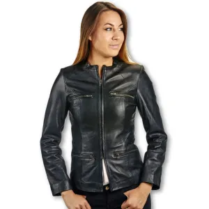 Womens Classic Jessica Lambskin Leather Jacket