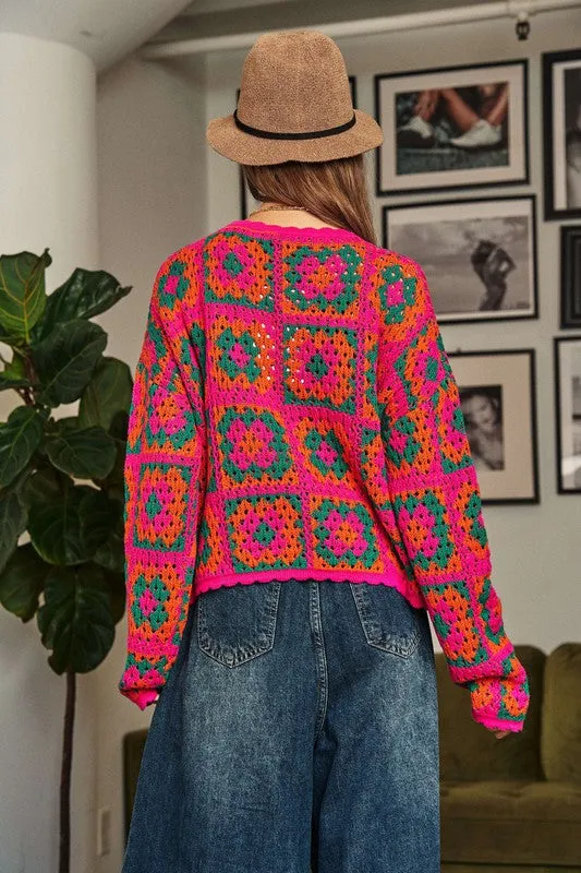 Woodstock Crochet Patchwork Sweater // 2 COLORS