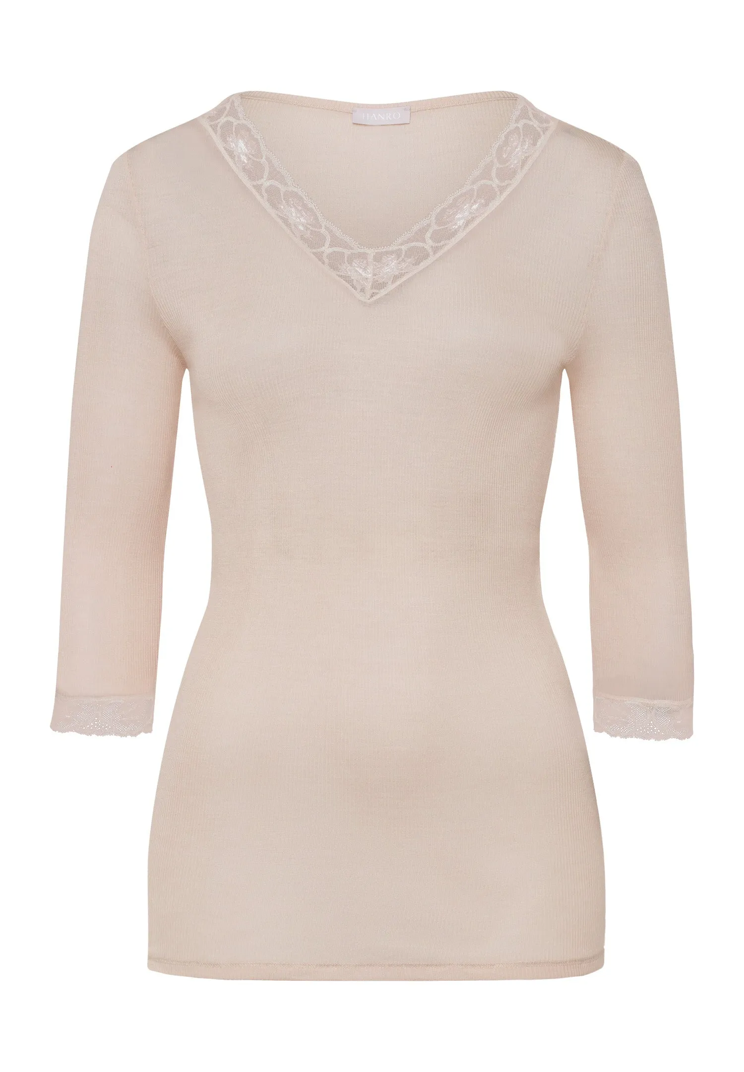 Woolen Lace Fine Ribbed Wool And Silk Top | Pumice 70973-2801