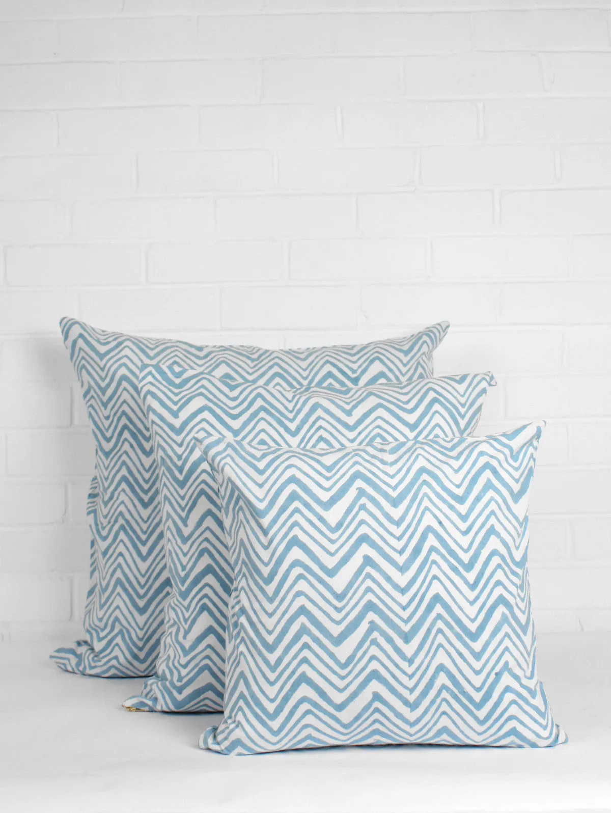 Zigzag Cushion Cover, Ice Blue