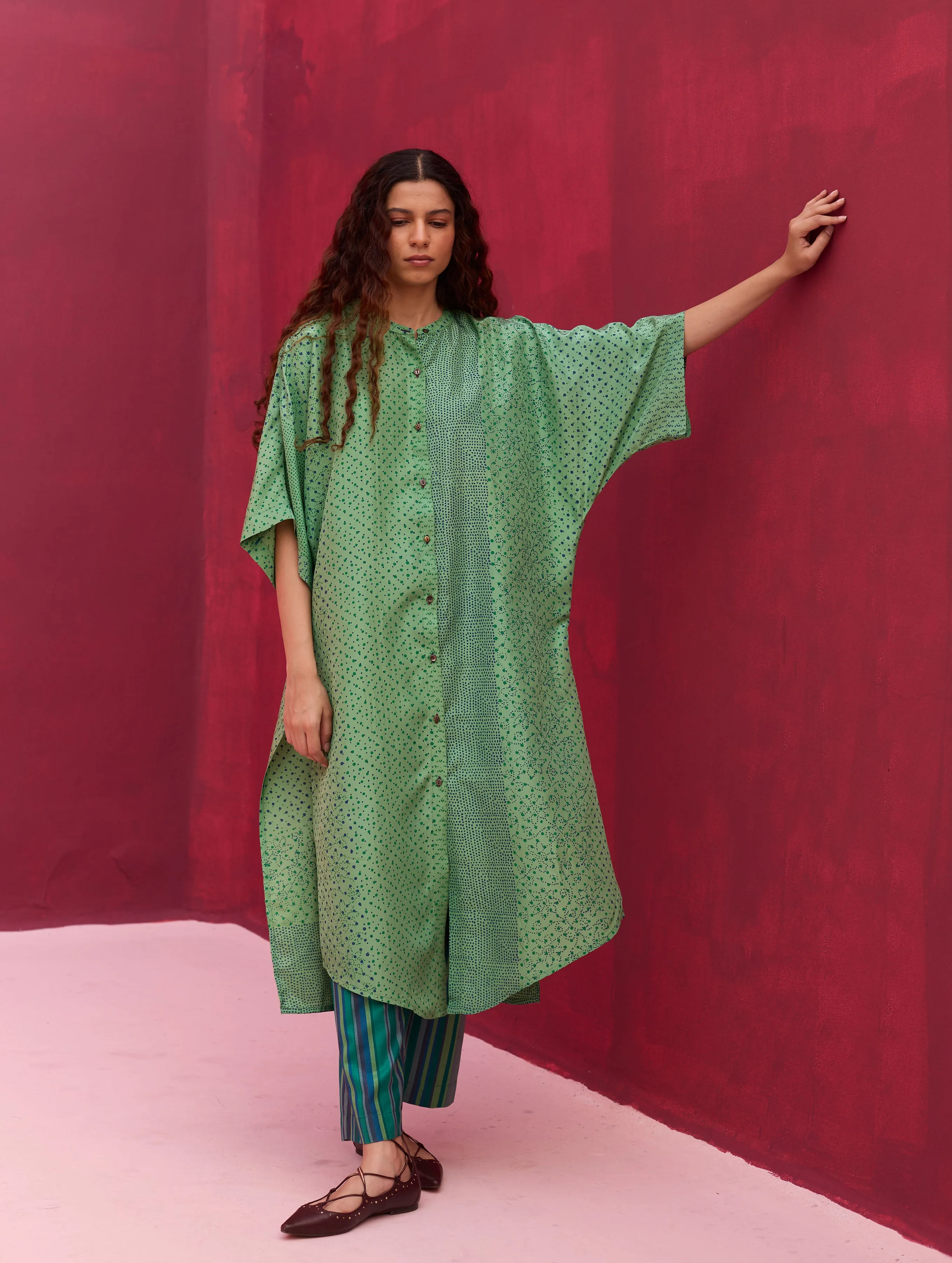 Zizara Block Printed Kurta - Peacock