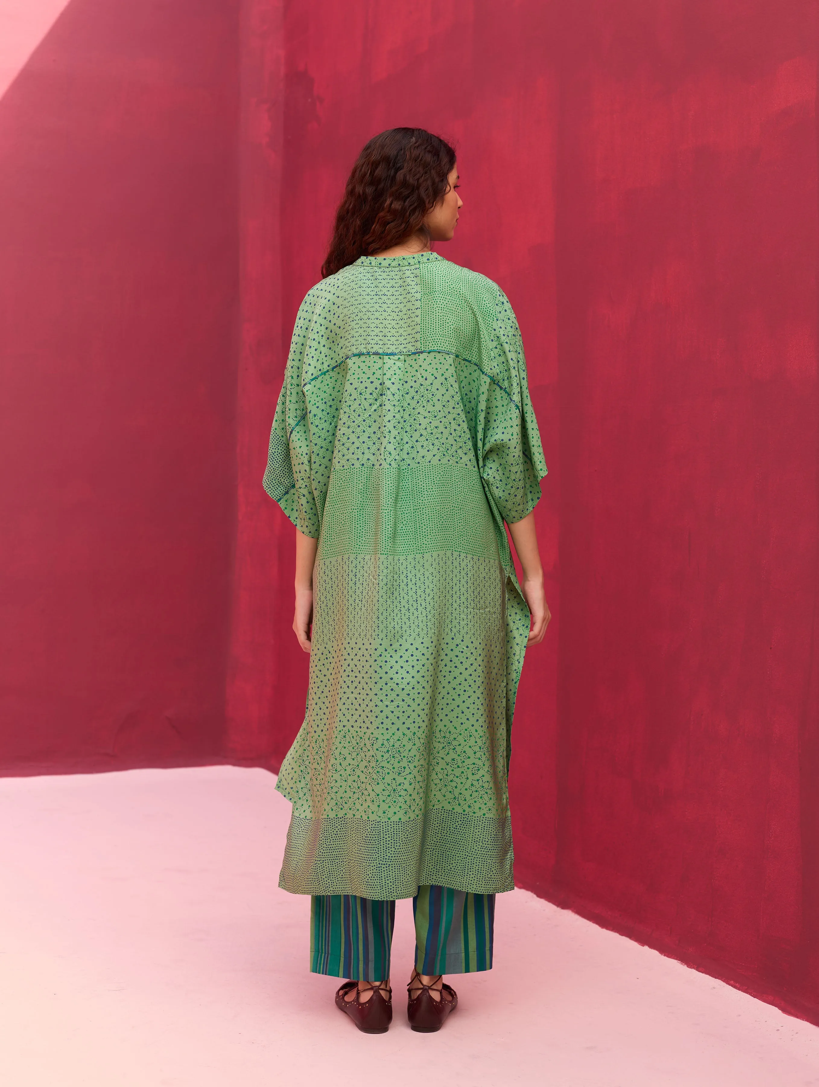 Zizara Block Printed Kurta - Peacock