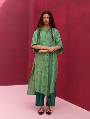 Zizara Block Printed Kurta - Peacock